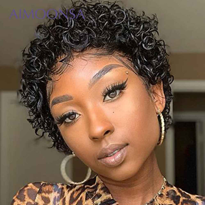 Short Pixie Cut Wig Short Bob 150% 13*6  Lace Front Human Hair Wig For Black Women Pre Plucked With Baby Hair Natural Remy