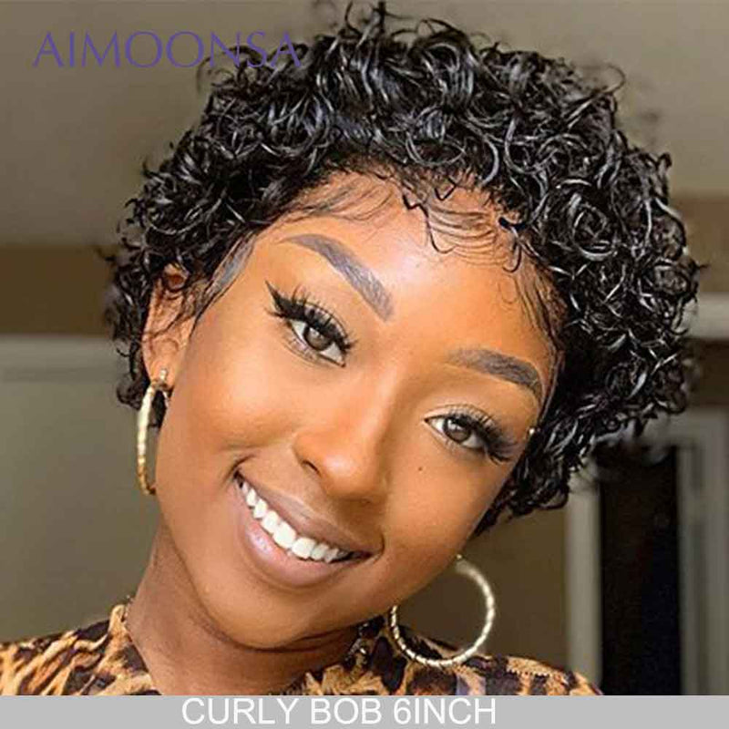 Short Pixie Cut Wig Short Bob 150% 13*6  Lace Front Human Hair Wig For Black Women Pre Plucked With Baby Hair Natural Remy