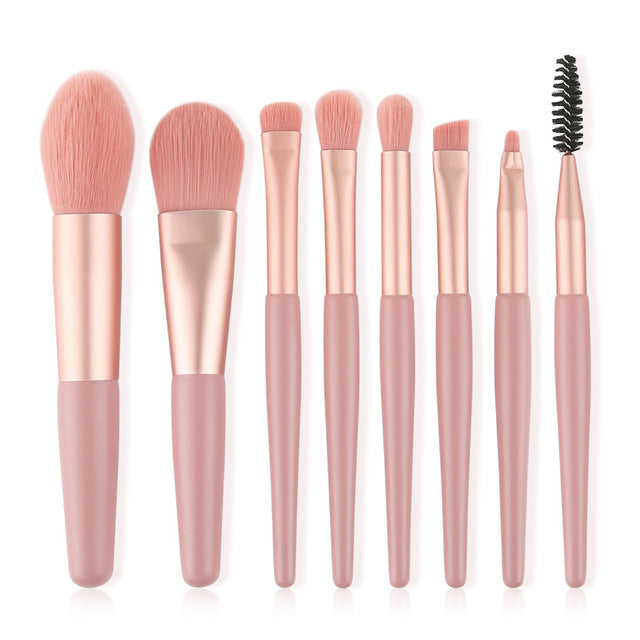 7/8pcs Little Cute Pink Makeup Brushes Set