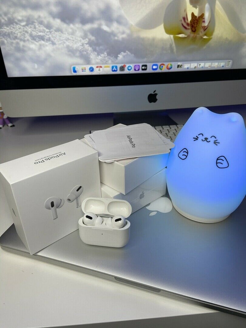 Apple Airpods Pro, earphone, apple headphone white, wireless charging case.